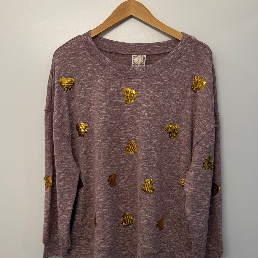 True Self Lavender Knit Top with sequins heart!